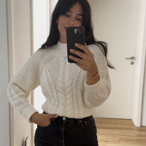 Kabeltrui van merinowol met opstaande kraag